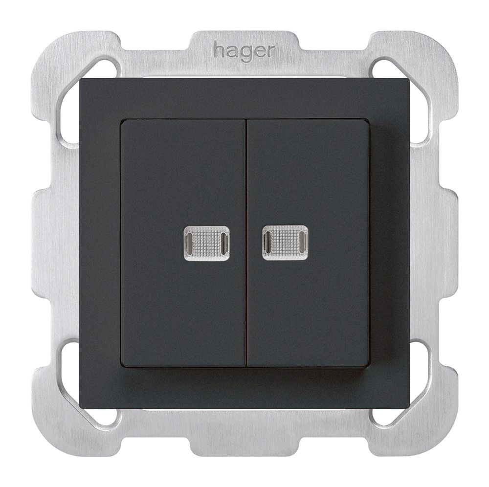 UP-Leuchttaster kallysto 2×A-R/1P mit 2 Linsen schwarz mit Befestigungsplatte