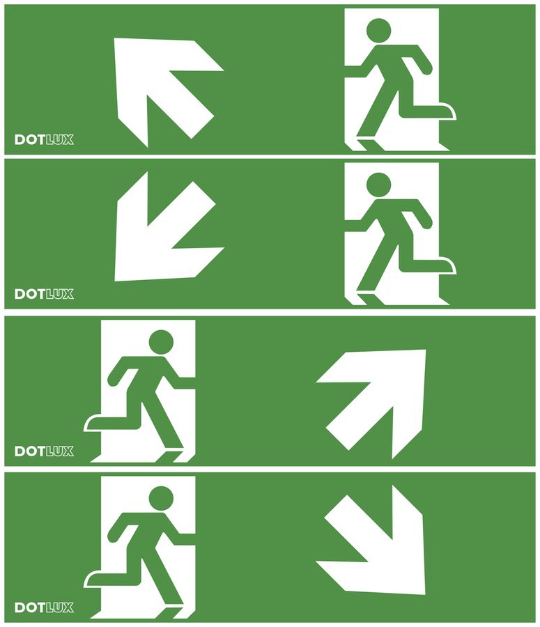 Set di pittogrammi esteso scale, 4 pezzi per luce di emergenza LED EXIT