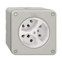 NAPU-Steckdose NEVO, 3×T23, lichtgrau