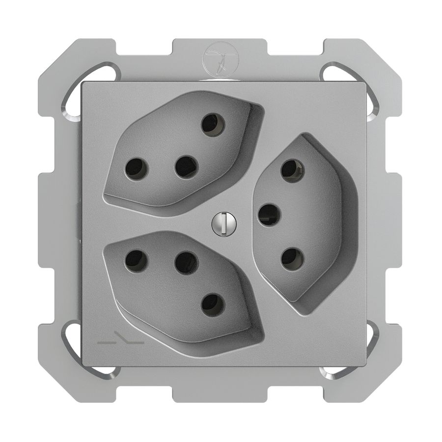 UP-Steckdose EDIZIOdue 3×T13 1×S silver mit Shutter