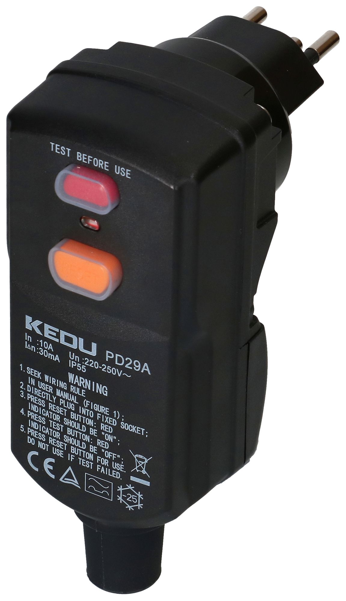 Fehlerstrom-Sicherheitsstecker MH PLUG 3P 230V 10A 0.03A Typ A 1kA