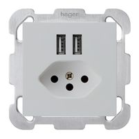 Presa INC 2×USB & T13 kallysto B 2400mA grigio chiaro