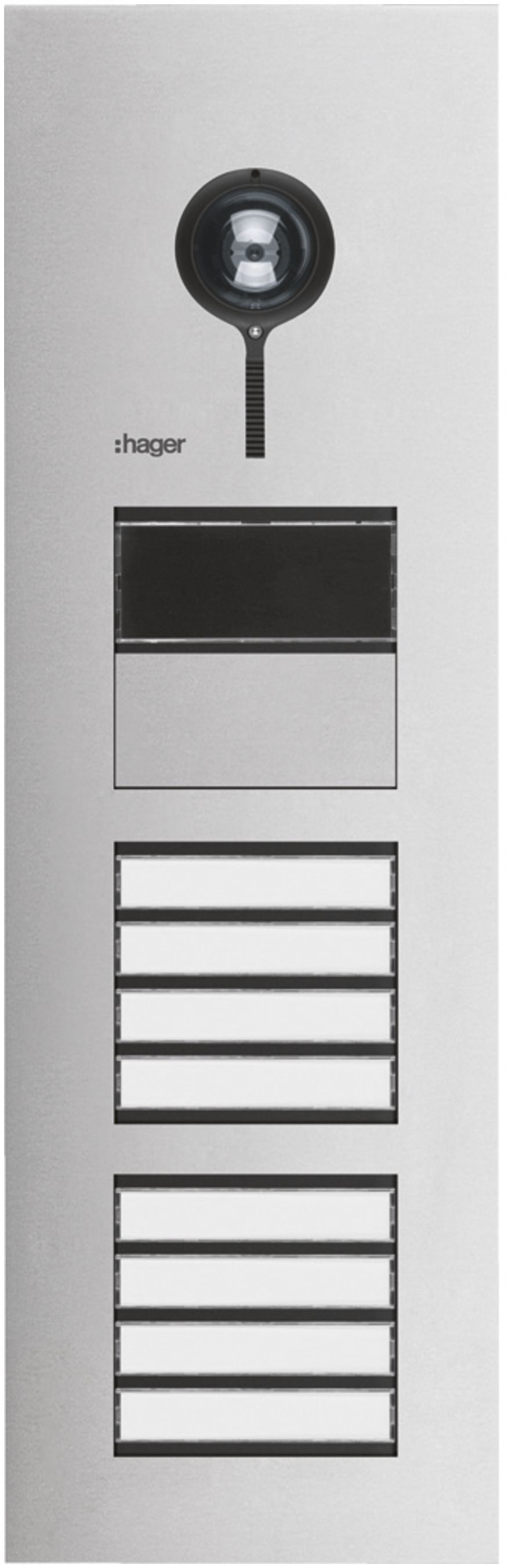 Poste vidéo externe Hager elcom.one 2-fils avec LED pour 8appartements ac-fin