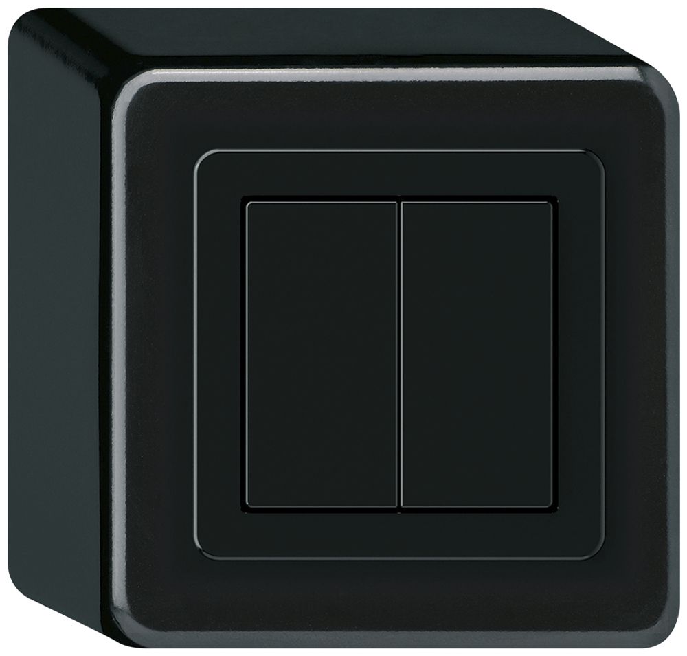 Poussoir KNX AP Hager BA basico Q double 88×88mm noir