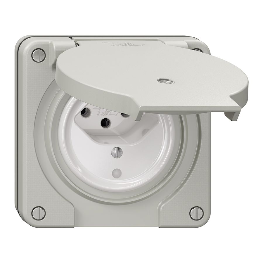 Prise NUP NEVO, 1×T13, IP21, a.LED, gris clair