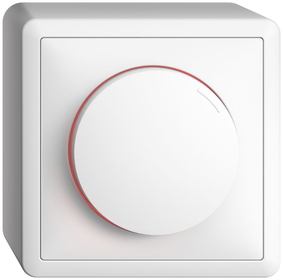 AP-Drehdimmer EDIZIOdue 20…600W beleuchtbar Phasenabschnitt weiss