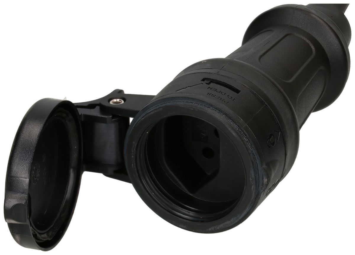 Prolunga MH T13/T13 IP55 con FI 30mA tipo A Td 3×1.5mm² 5m nero