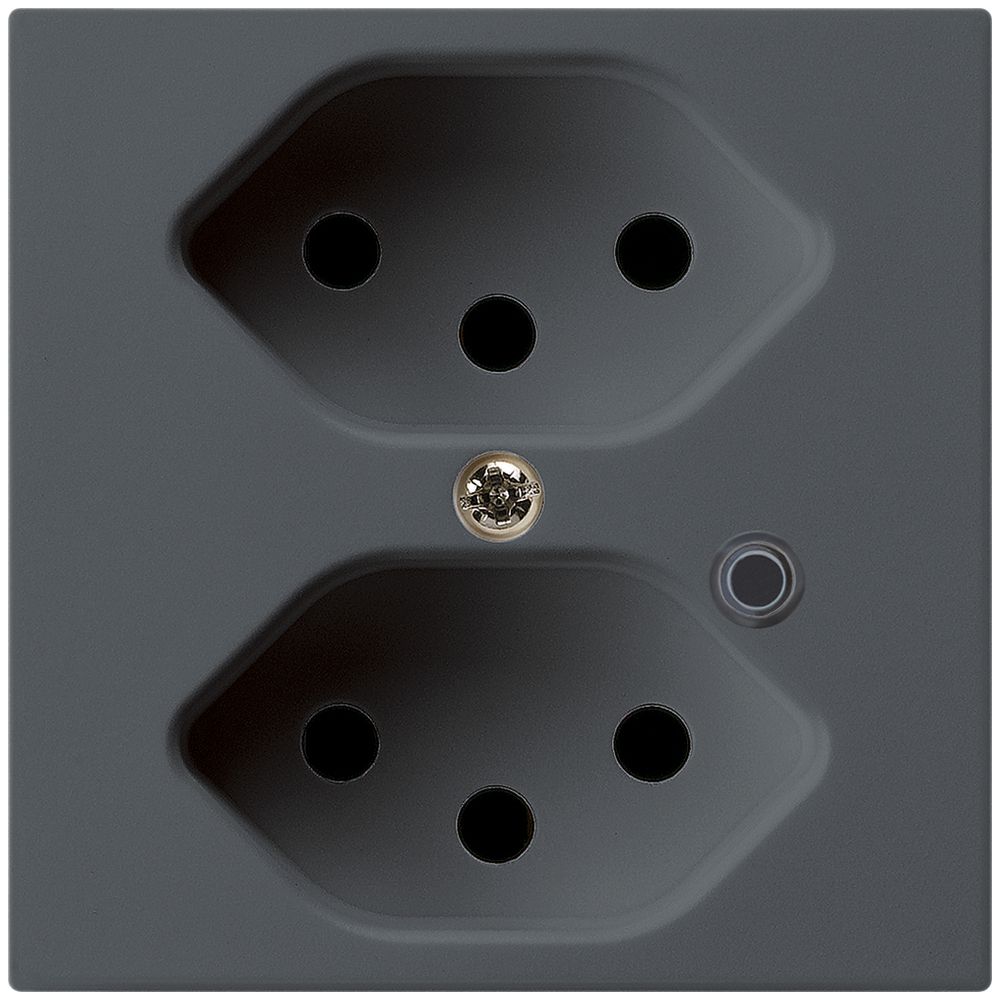 Steckdose Hager kallysto 2×T13 beleuchtet A anthrazit