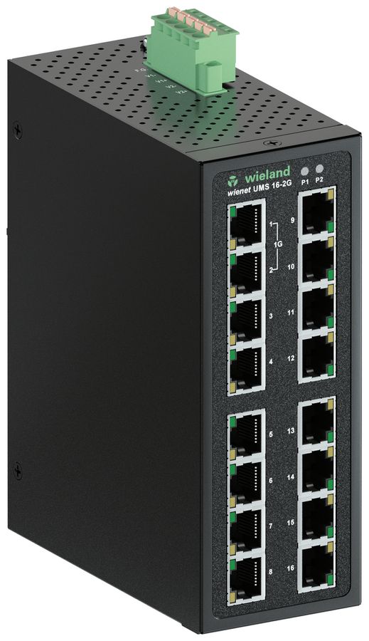 Switch wienet UMS 16-2G, 14-Port Fast Ethernet+2-Port GbE, unmanaged, IP30