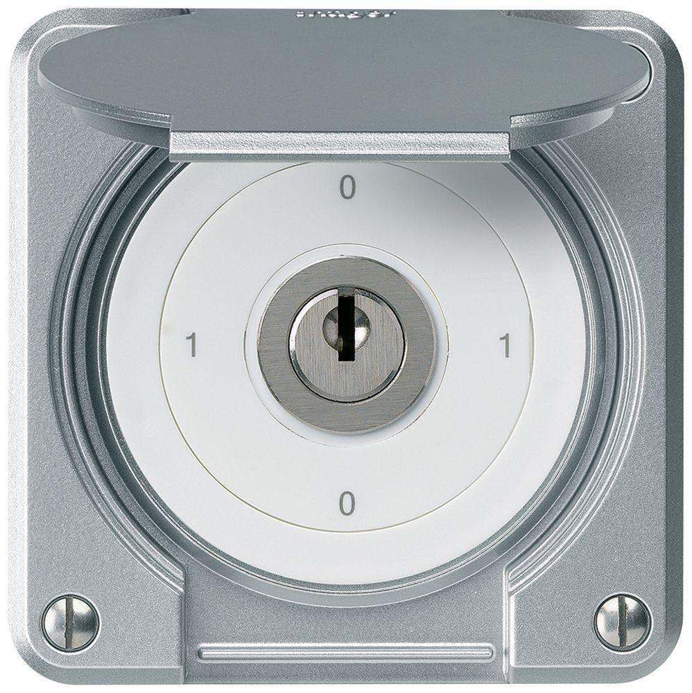 UP-Schlüsselschalter robusto IP55 mit Klappdeckel S0/3P aluminium f.Kombination