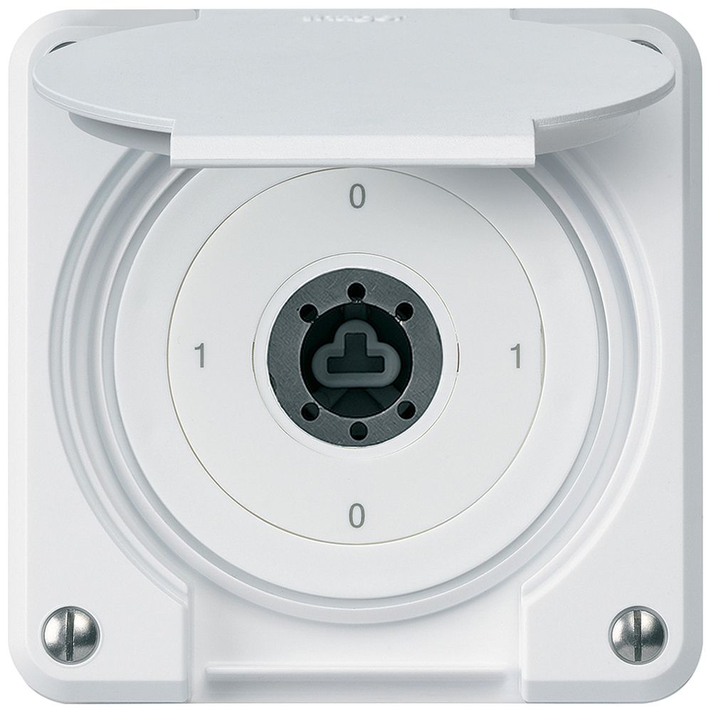 Interrupteur à clé ENC robusto IP55 avec clapet sans cylindre S0/2P blanc combi