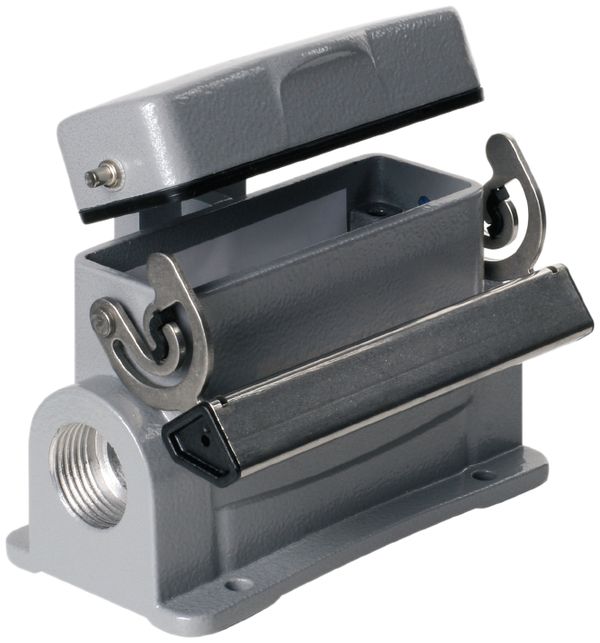 Sockelgehäuse Weidmüller HDC 16A Längsbügel Unterteil Gr.5 2×M20 seitlich