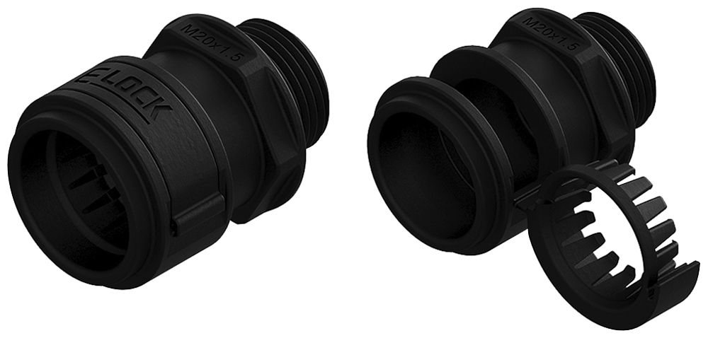 Wellrohrverschraubung Plica ELOCK M20 gerade schwarz