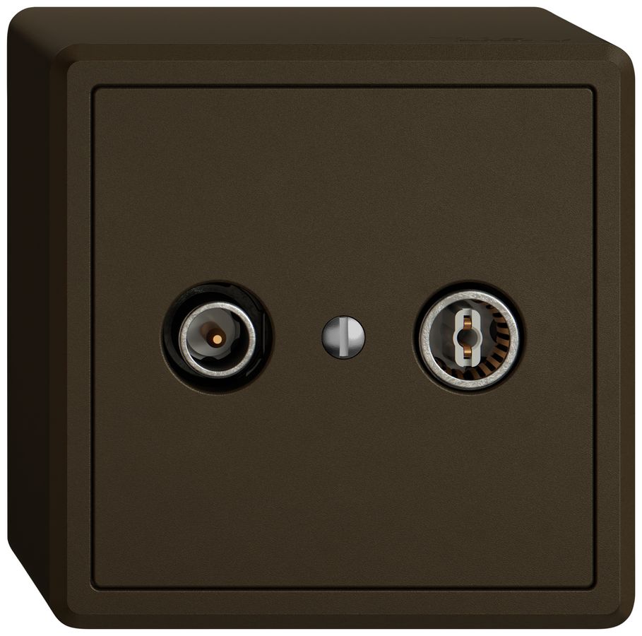 AP-Antennendose TV-R EDIZIO.liv SNAPFIX® Durchgangsdose 15dB br