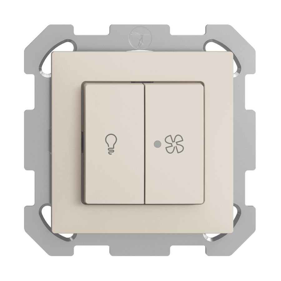 Interruttore INC per luce e ventilaz. EDIZIOdue crema, LED giallo