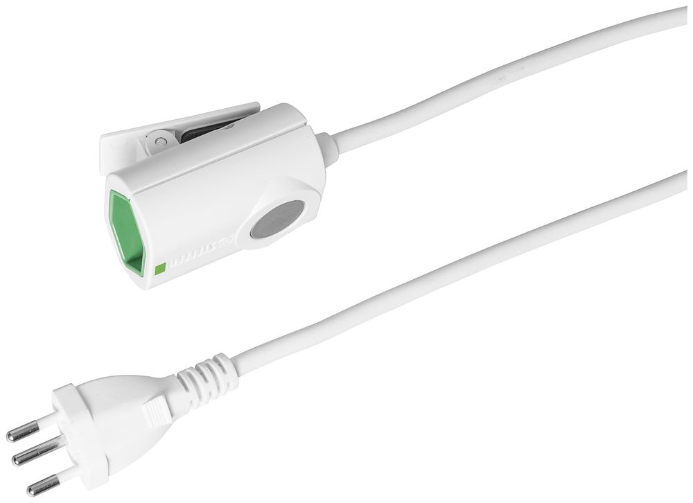 Rallonge Steffen fiche T12 prise T13 avec pince de fixation 5m blanc