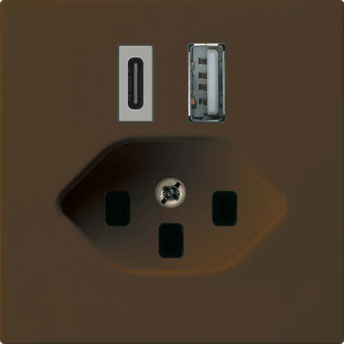 USB-Ladesteckdose kallysto 18W PD 1×Typ A 1×Typ C T23 braun