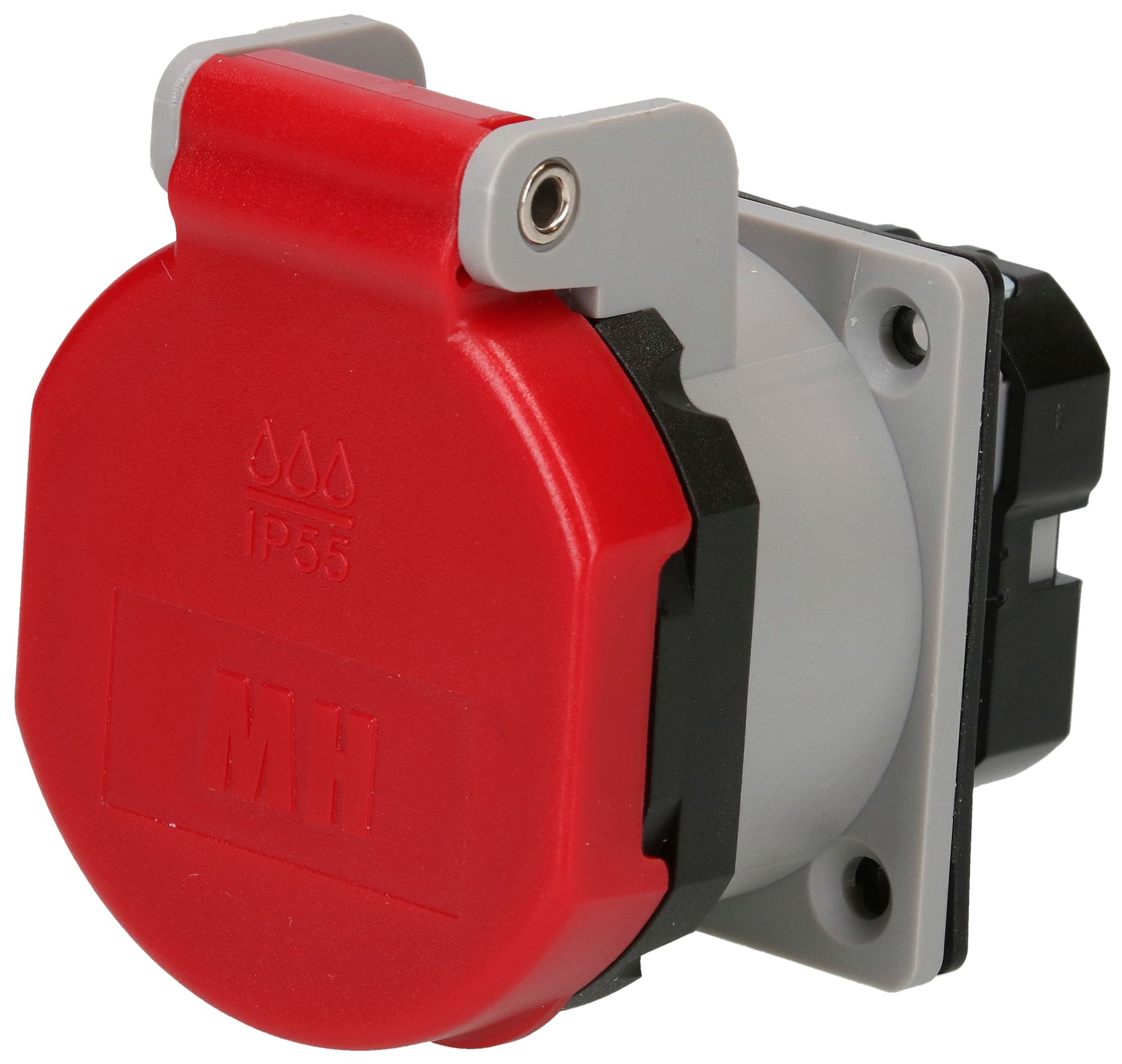 EB-Steckdose MAX HAURI 1× Schweizer Norm Typ 25 16A 400V 50×66×64mm IP55 rot