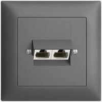 UP-Anschlussdose 2×RJ45/u 4P getr. EDIZIOdue dunkelgrau ITplus