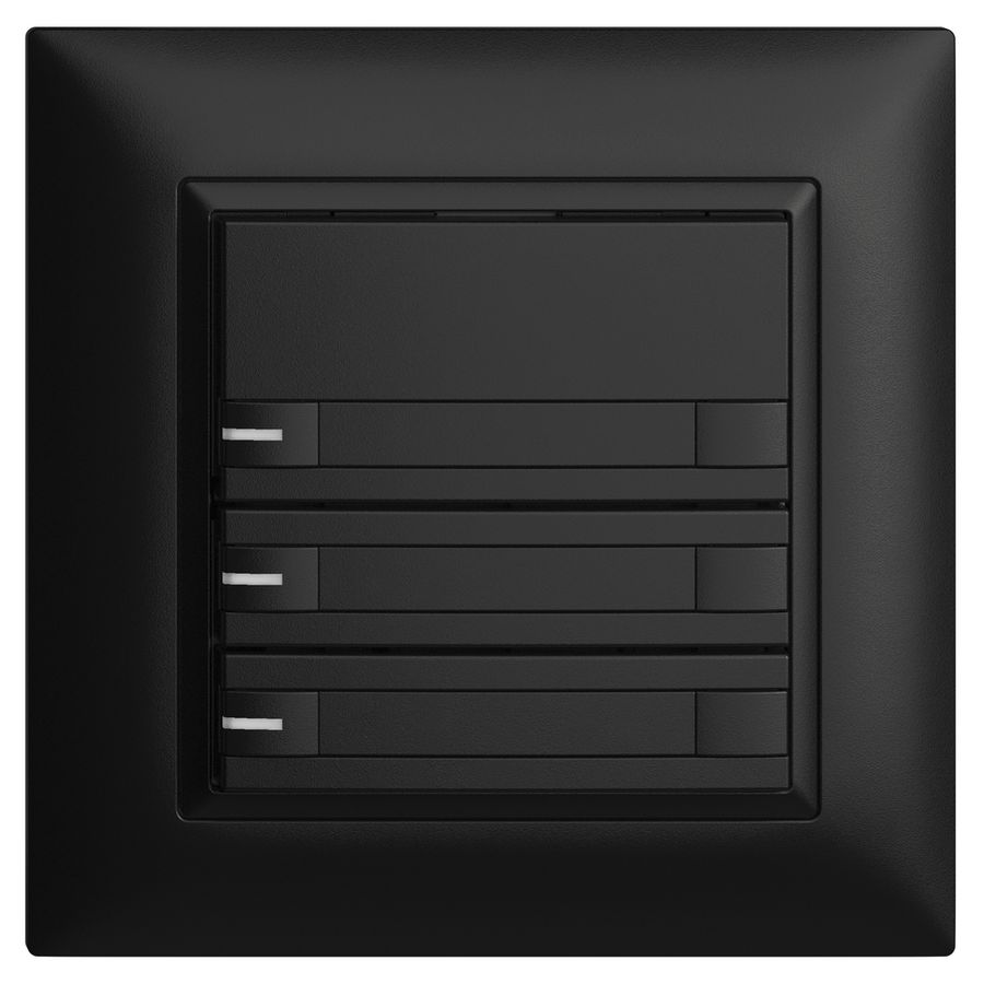 UP-KNX-Taster RGB EDUE FMI, 250mW, m.RGB-LED, m.Papier., 3×Taste, 2×Tastenb., sz