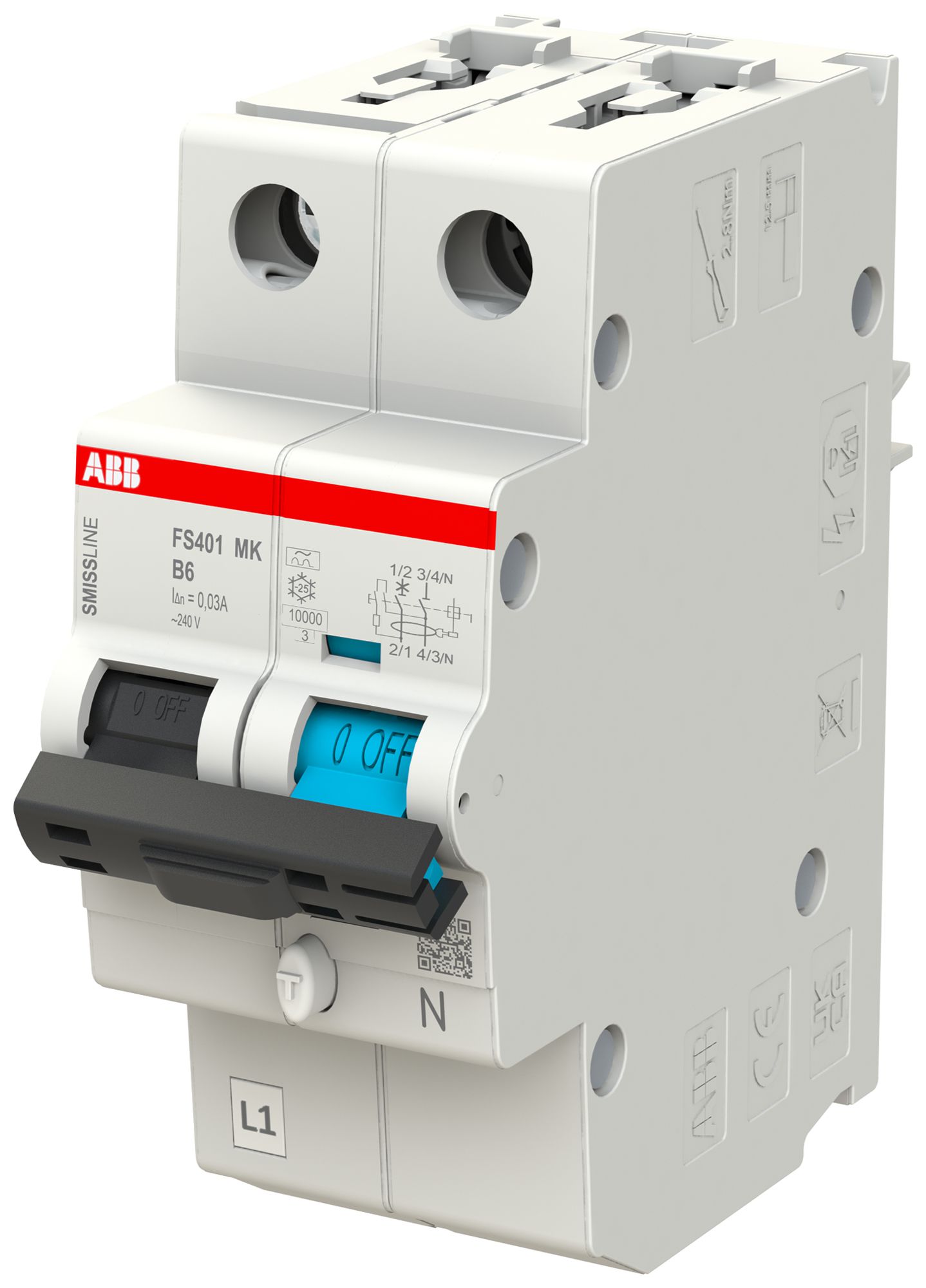 Disgiuntore differenziale ABB FS401MK SMISSLINE TP B-6A/30mA 1LN 10kA tipo F