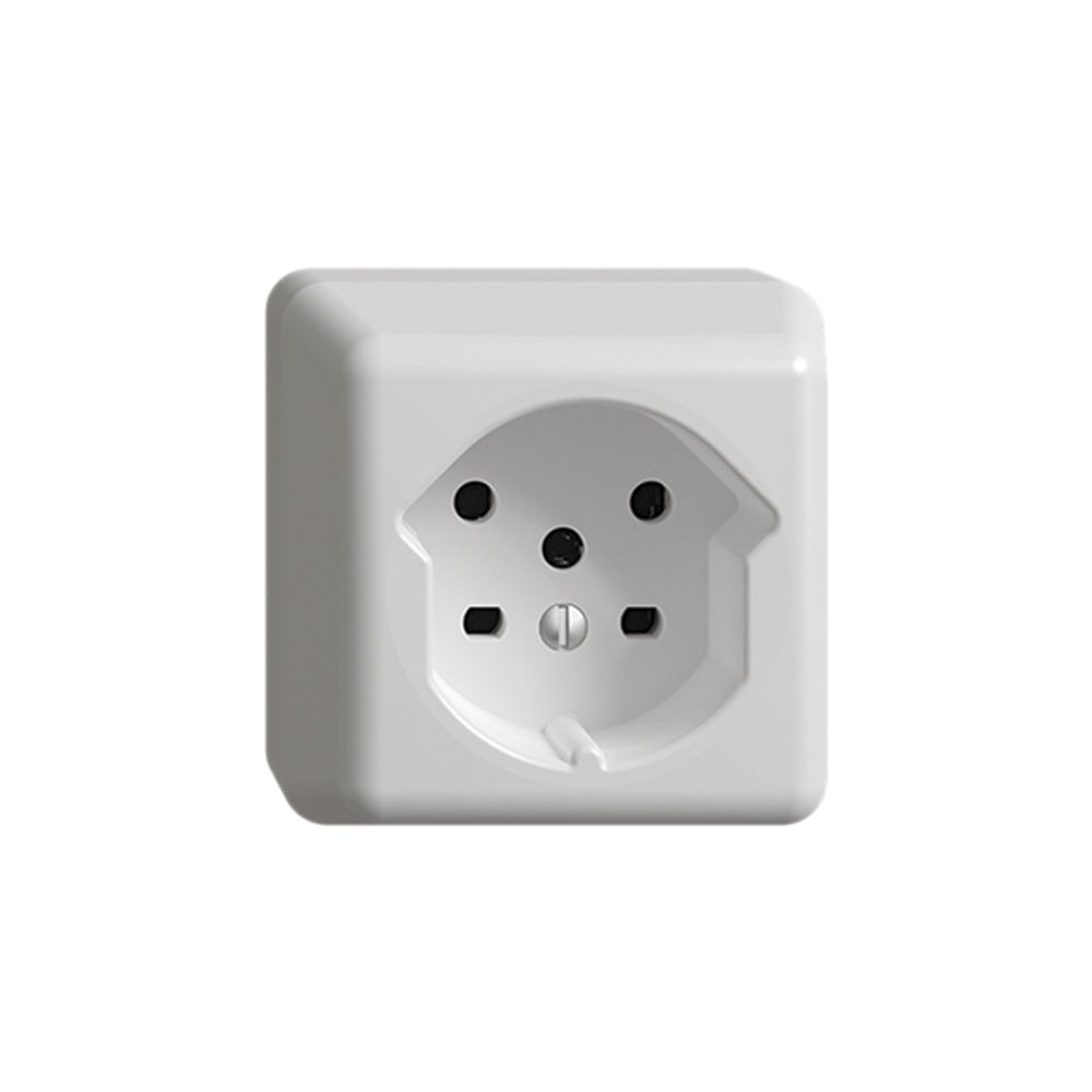 Prise AP FH T15 blanc, avec bornes enf.