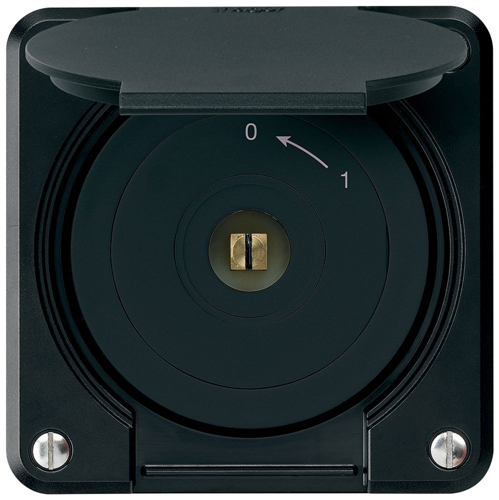 Contact pivotant à clé carrée ENC robusto IP55 noir avec clapet 1P combi
