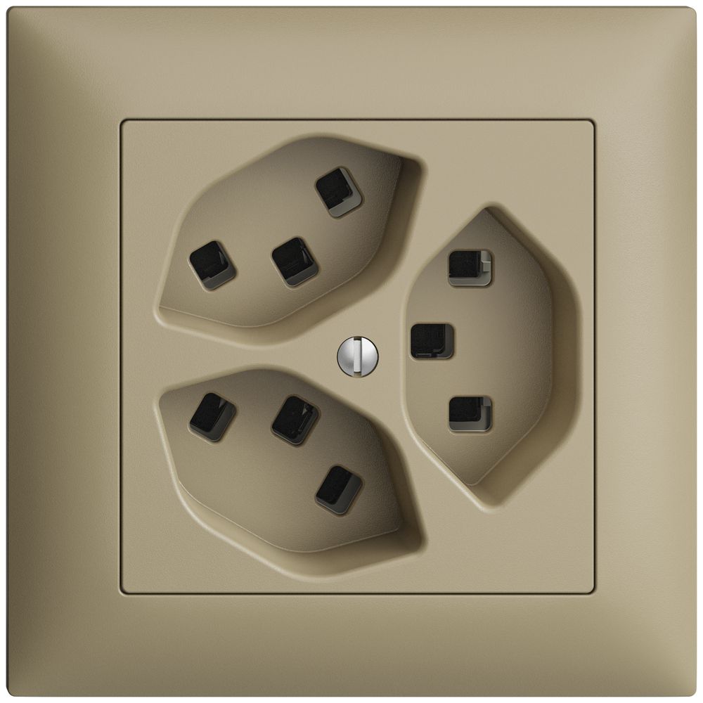 UP-Steckdose 3×T23 16A EDIZIOdue sand, mit Steckklemmen