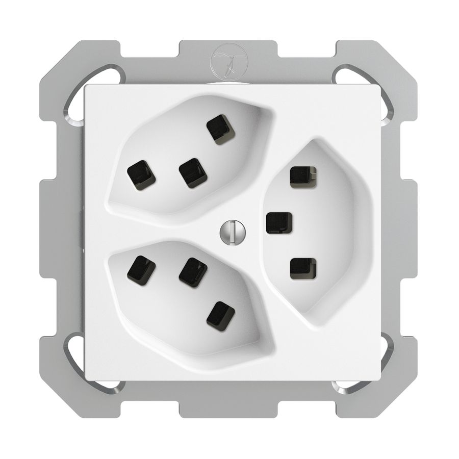 UP-Steckdose 3×T23 16A EDIZIOdue weiss, mit Steckklemmen