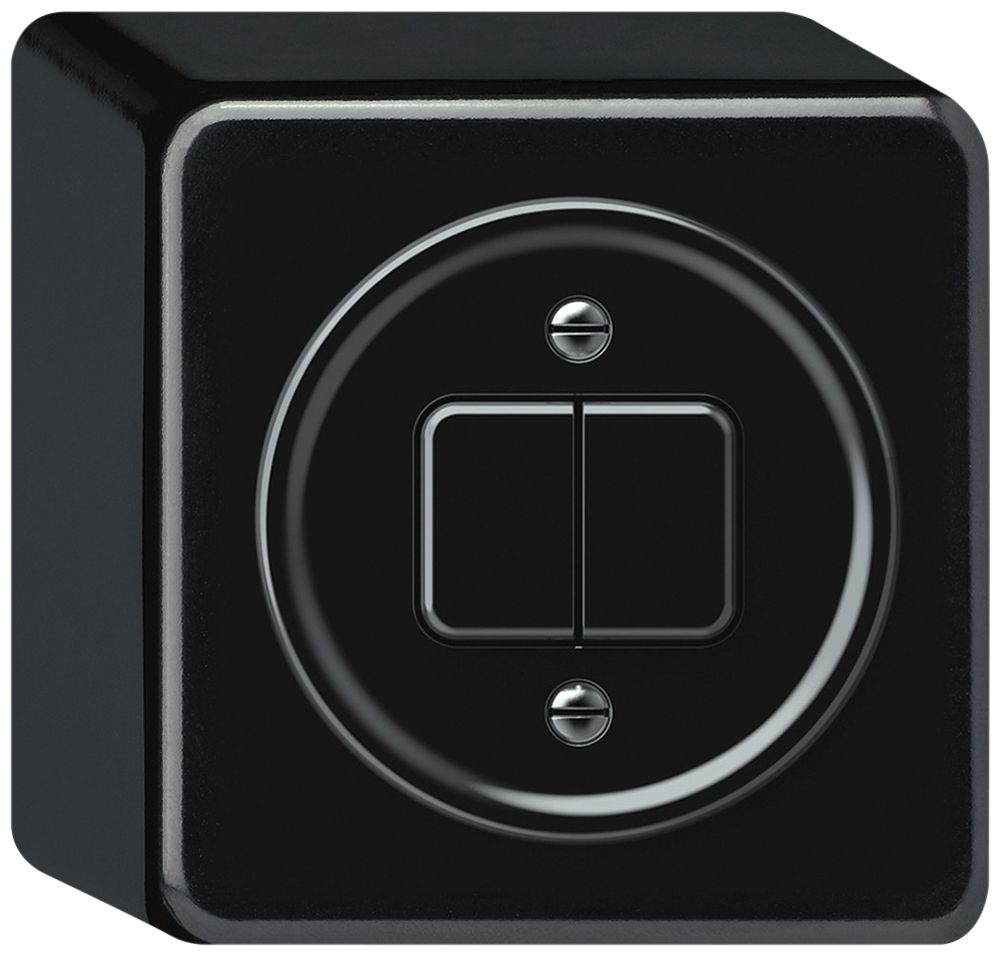 Interrupteur à poussoir AP origin sch 1 (3+3) 88×88×54mm noir