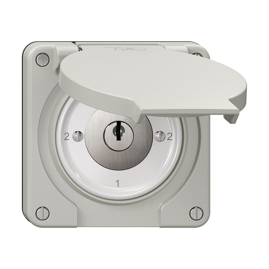 Interrupteur rotatif NEVO N.CO, 3/2L, a.serrure&2 clés, KS, 2-1-2-1, gris clair