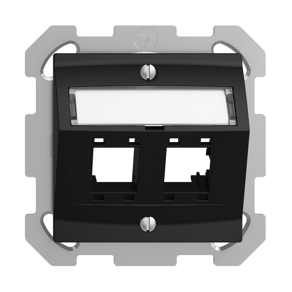 Kit de montage ENC EDIZIOdue, avec capot de sortie oblique, pour 2×RJ45, noir