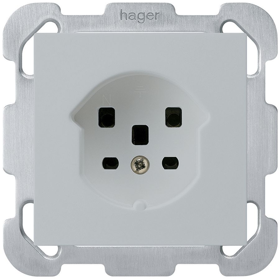 UP-Steckdose kallysto T25 hellgrau Schraubklemmen mit Befestigungsplatte