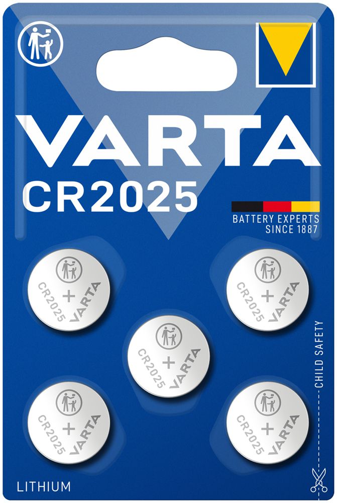 Pila bottone litio VARTA Electronics CR2025 3V blister a 5 pezzi