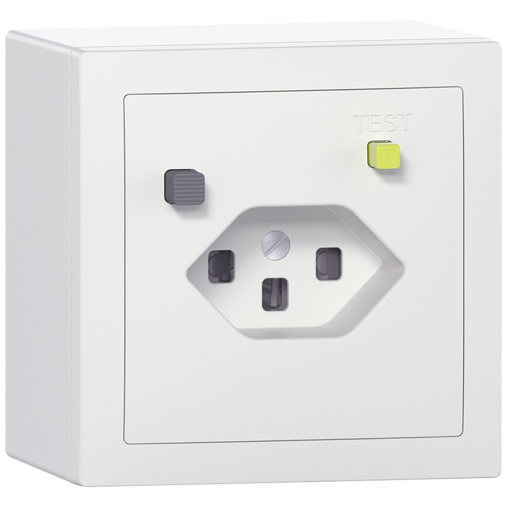 Prise FI AP SIDUS T23 30mA, shutter, blanc