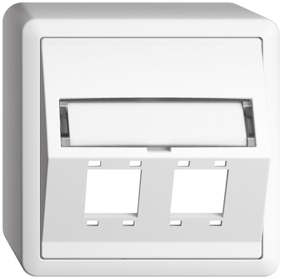 Kit montage AP EDIZIOdue FX sortie oblique 2×R&M cat.5e/6/LC spécial, blanc