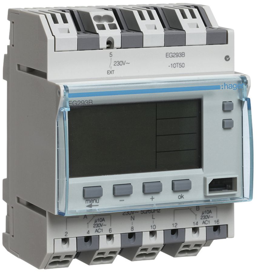 Timer Hager digitale annuale 2 canali 2 invertitori 16A 2 UM