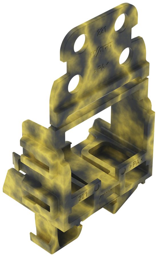 Befestigungsadapter WAGO 221 mit Zugentlastung 10L×4mm² TH15 grau/gelb