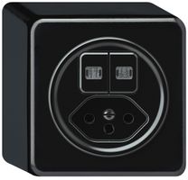 AP-Kombination origin 2×Tasten 2×bel.2CO+T13 1P 0<1 10A 230V 88×88×54mm schwarz