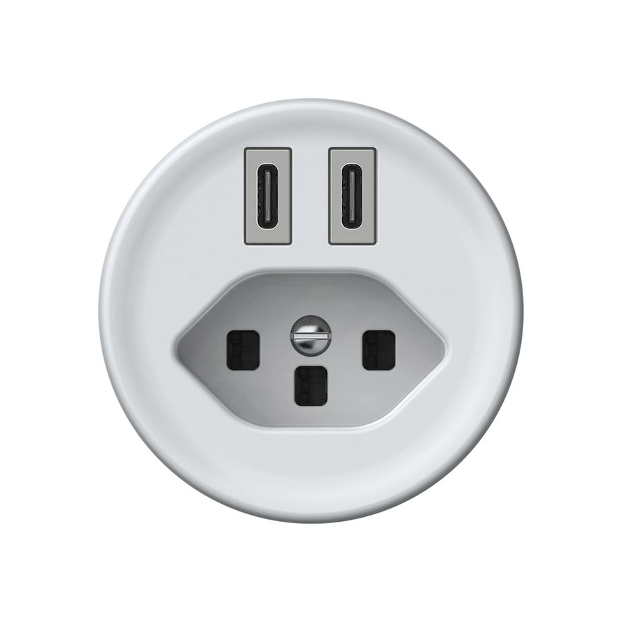 Presa di carica USB origin 2×USB-C 3000mA 5V con tipo 23 bianco