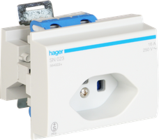 EB-Steckdose Hager Typ 23 für DIN-Montage mit Schraubklemmen grau