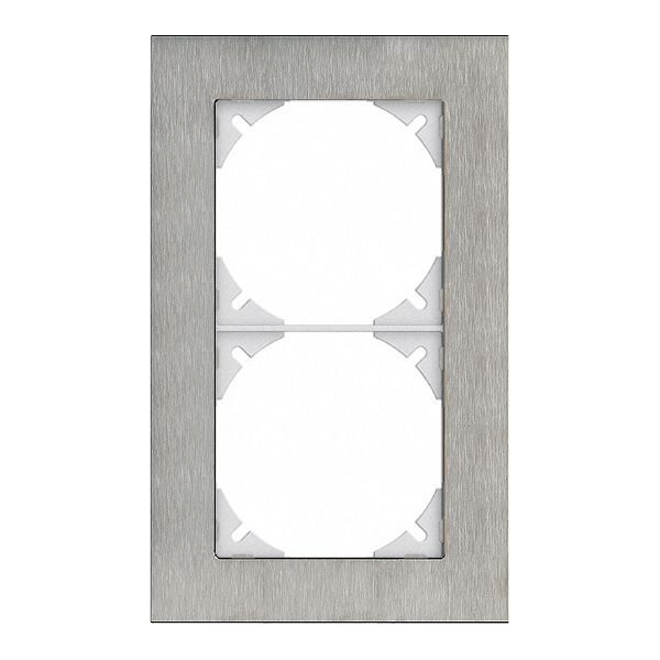 Cadre de rec.EDIZIOdue prestige 2×1 acier chromé poncé