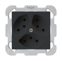 UP-Steckdose kallysto 3×T13 schwarz mit Befestigungsplatte