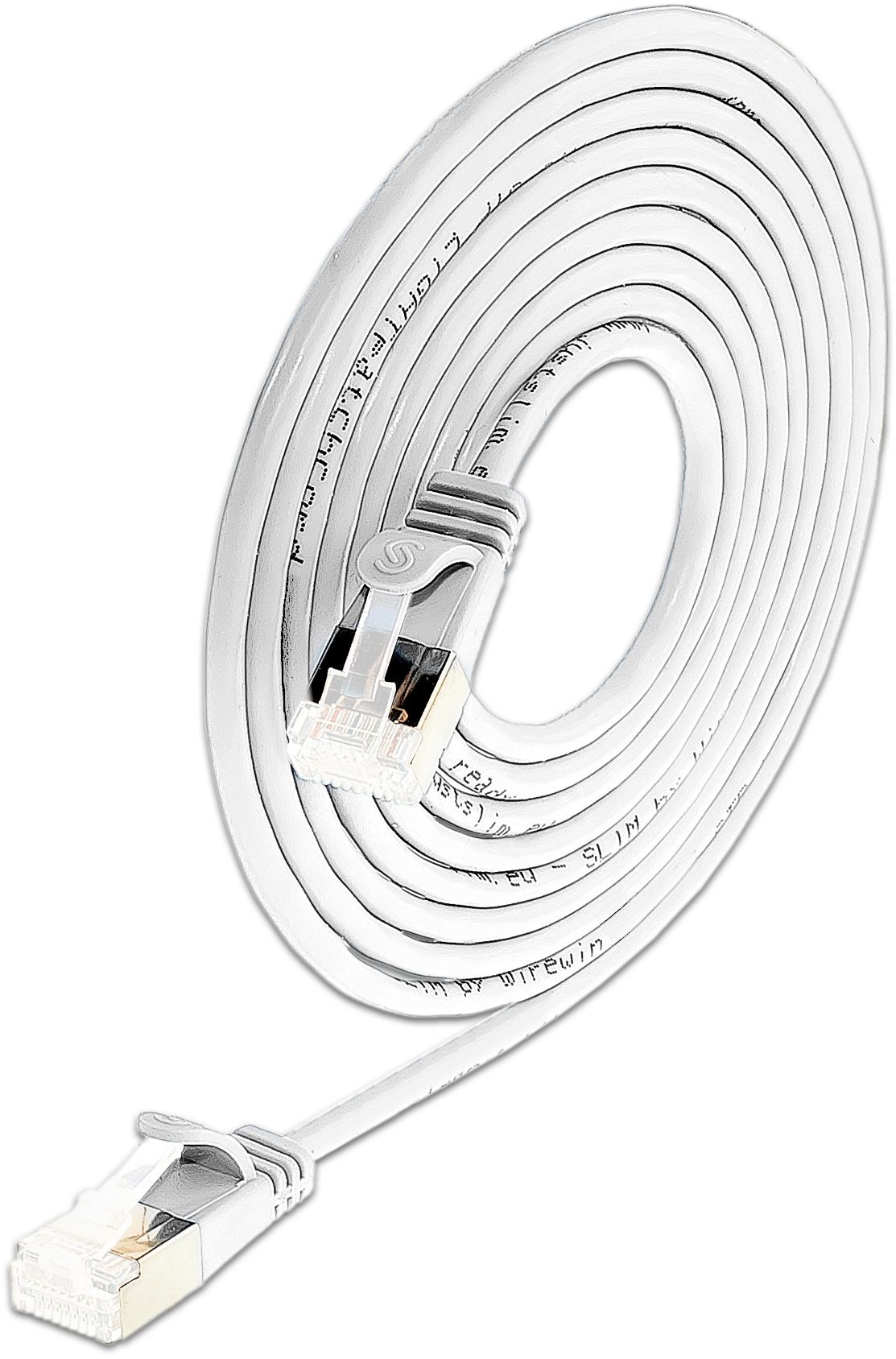 SLIM Patchkabel: 25cm, weiss, 50-Pack Cat.6A, U/FTP, LSOH, Klinke unbrechbar