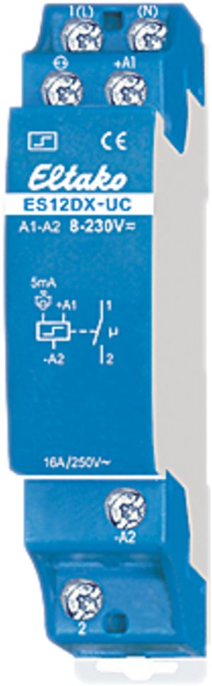 Teleruttore AMD Eltako 12…230VUC, 1Ch, ES12DX-DC