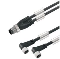 Cavo adattatore Weidmüller M12/M8 3L 3m spina dritta/2×presa angolata PUR nero