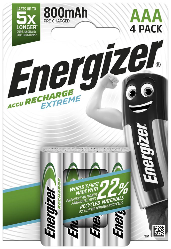 Accu NiMH Energizer Extreme HR03 1.2V, 800mAh, 4pièces