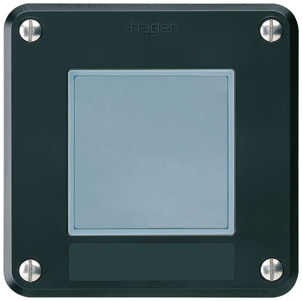 UP-Sonnerie-Drucktaster Hager robusto IP55 mit Bezeichnungsschild schwarz