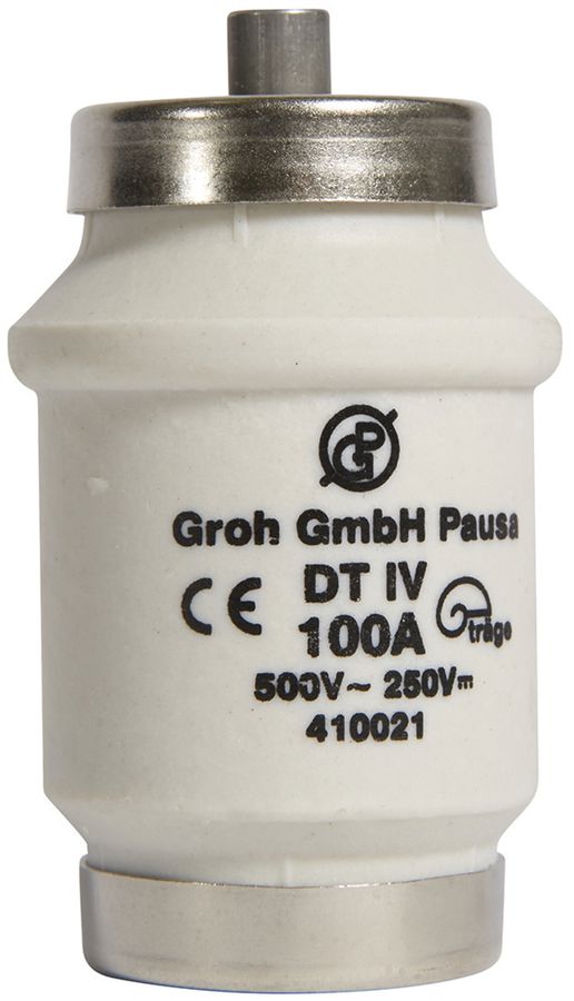 Fusible D Hager DTIV 34×56mm, caractéristique de déclenchement retardé T 100A gG