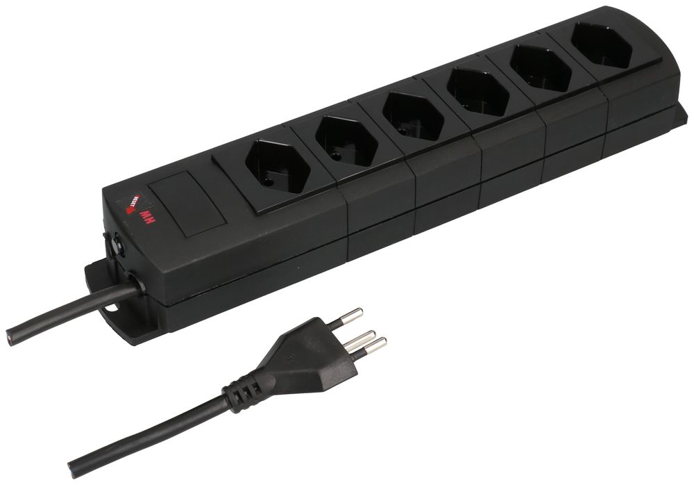 Steckdosenleiste MH 6×T13 Prime-Line Td 3×1mm² 5m schwarz Magnete